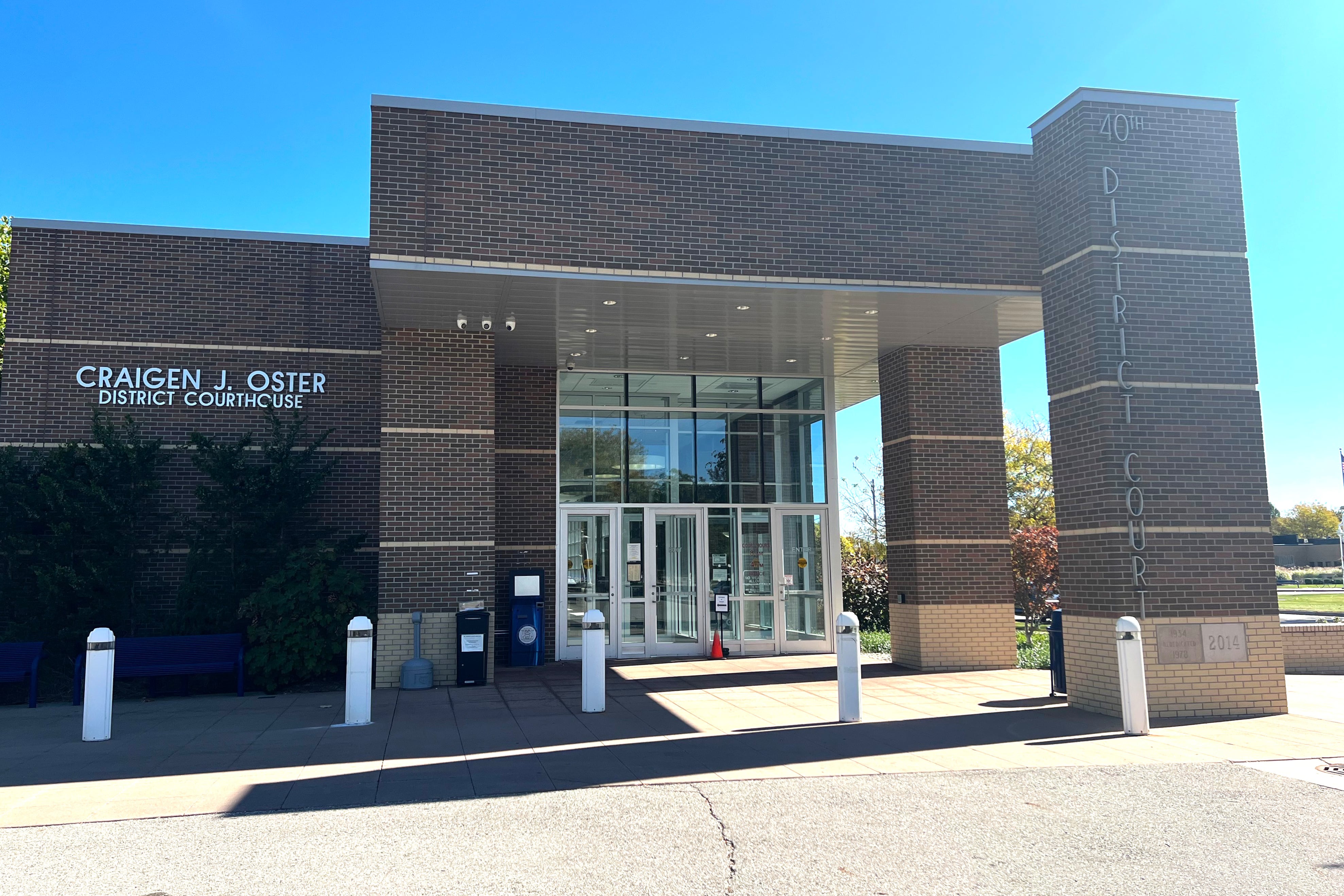 The exterior of a brick building