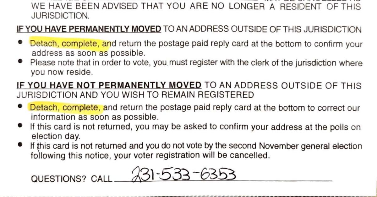 Confusing Notices Voters in Antrim County, Michigan, confused after clerk sends notices ...