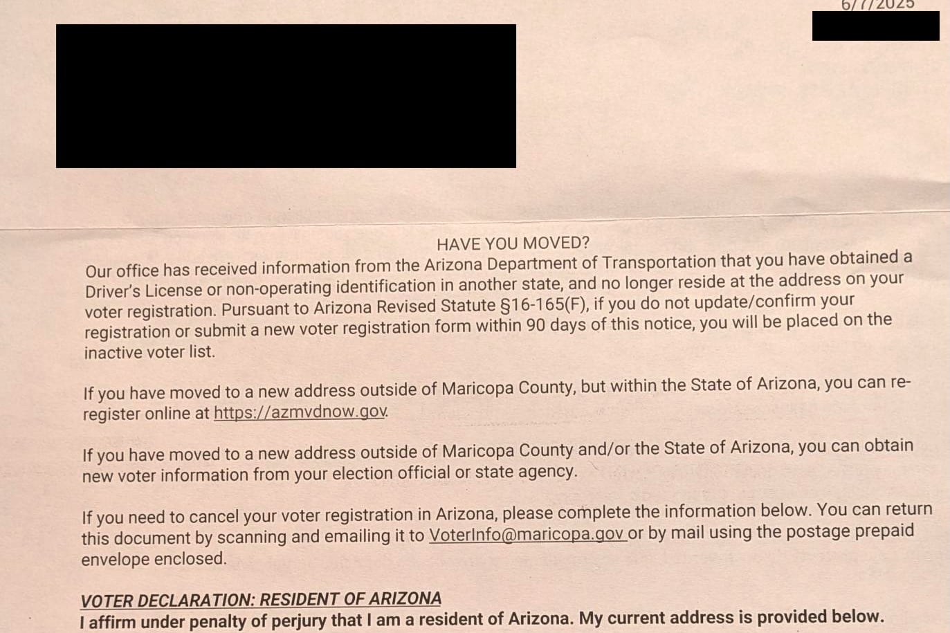 An official-looking letter.