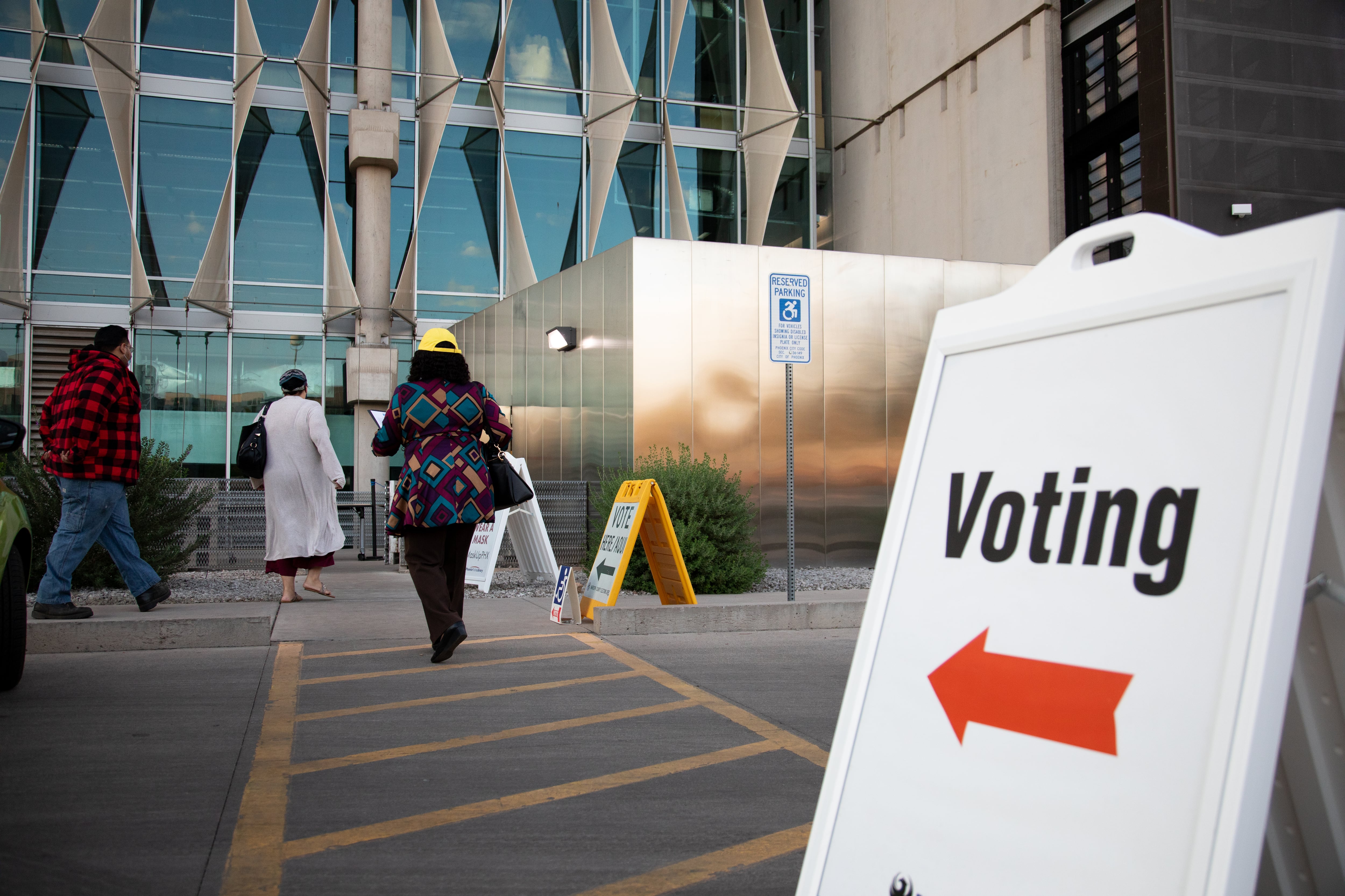 A voting sign outside a polling place in Maricopa County, Arizona.