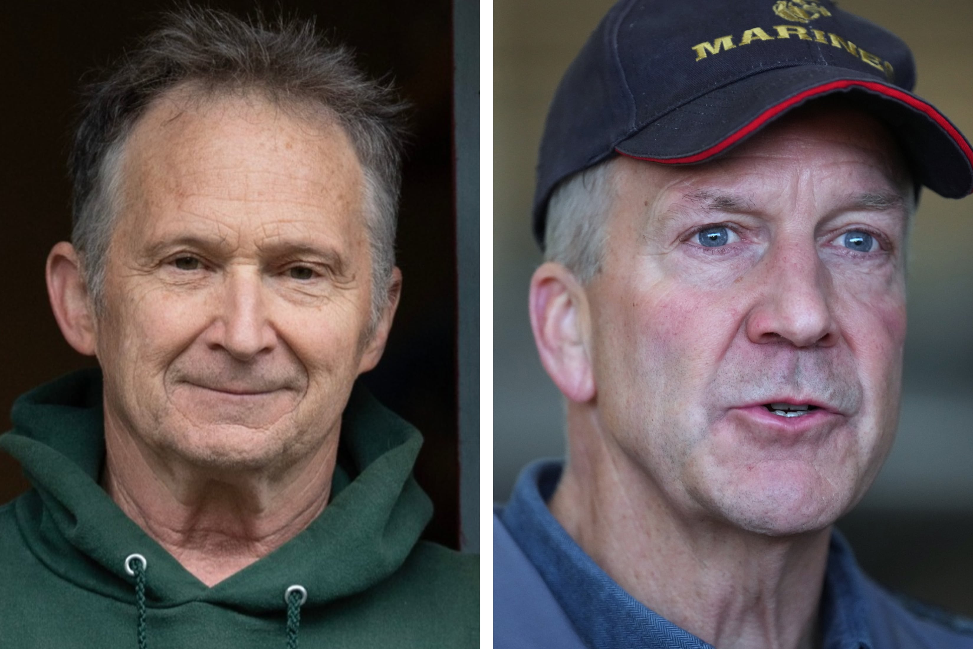 Two white men side by side in a diptych.