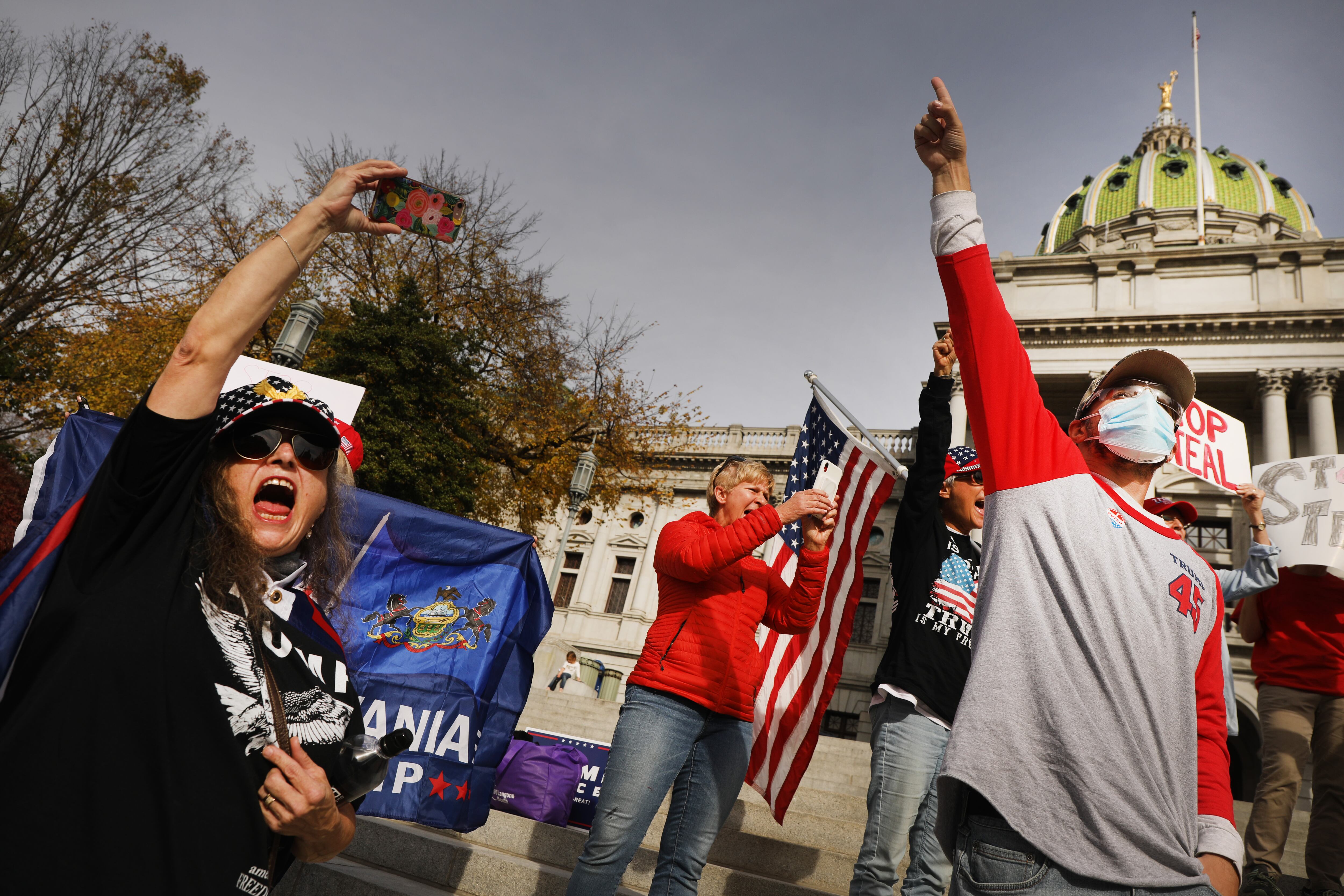 Protesters rally outside the Pennsylvania capital in Harrisburg.