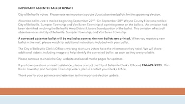 Thousands of Wayne County voters to get new ballots after printing error