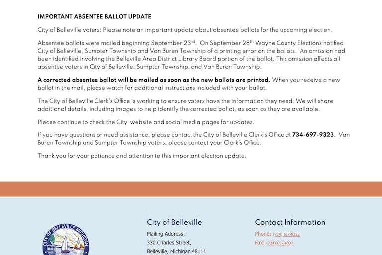 Thousands of Wayne County voters to get new ballots after printing error